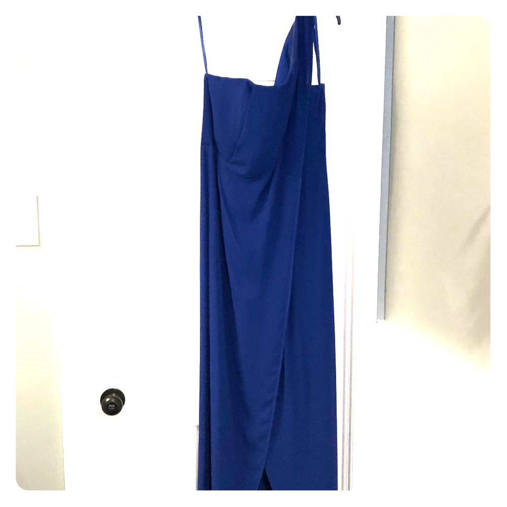 BCBG MaxAzria Blue one shoulder dress size 10